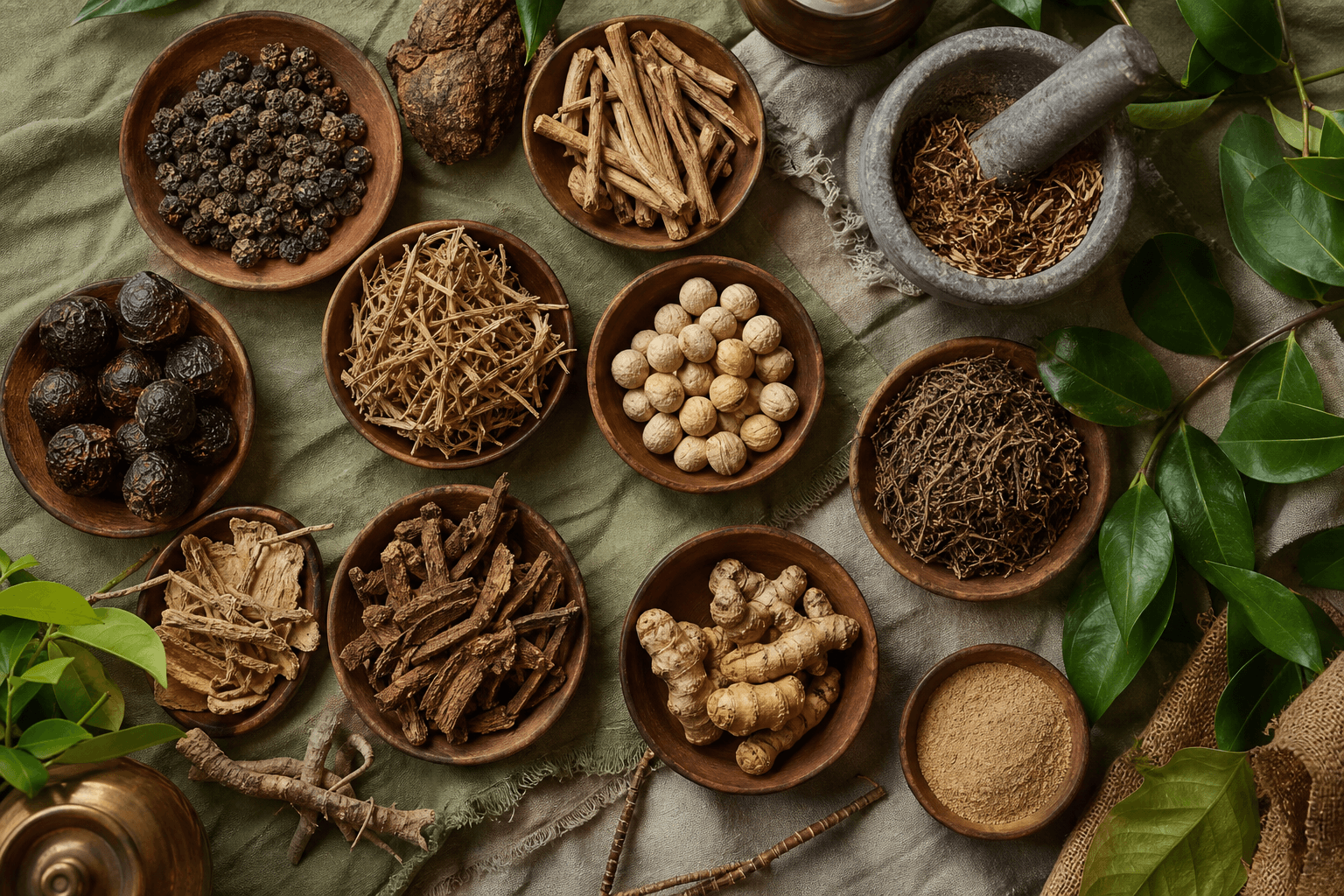 Traditional Ayurvedic herbal ingredients